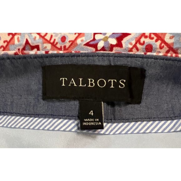 Talbots Knee Length Pattern Fully Lined Skirt Red White Blue Womens Size 4 - Picture 6 of 7